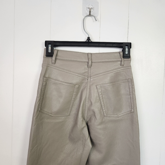Wilfred Aritzia Faux Vegan Leather Melina Pants High Rise Straight Leg Tan Xs - Picture 4 of 12
